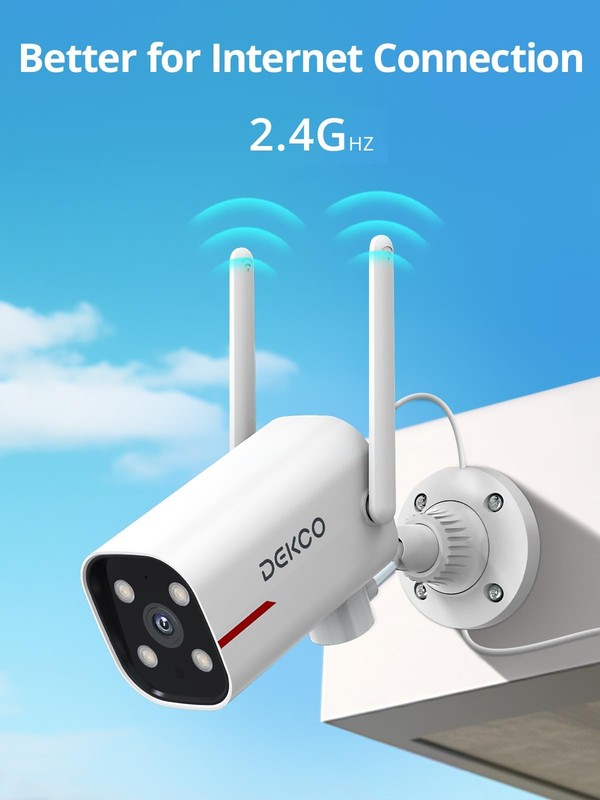 DEKCO WiFi Camera 2K Pan Rotating 180° Wired 1 Count (Pack of 1), white gallery