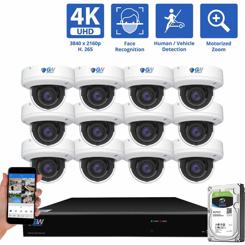 16 Channel 12 X 4K 8MP Face Recognition 4X Motorized Zoom Security Camera System