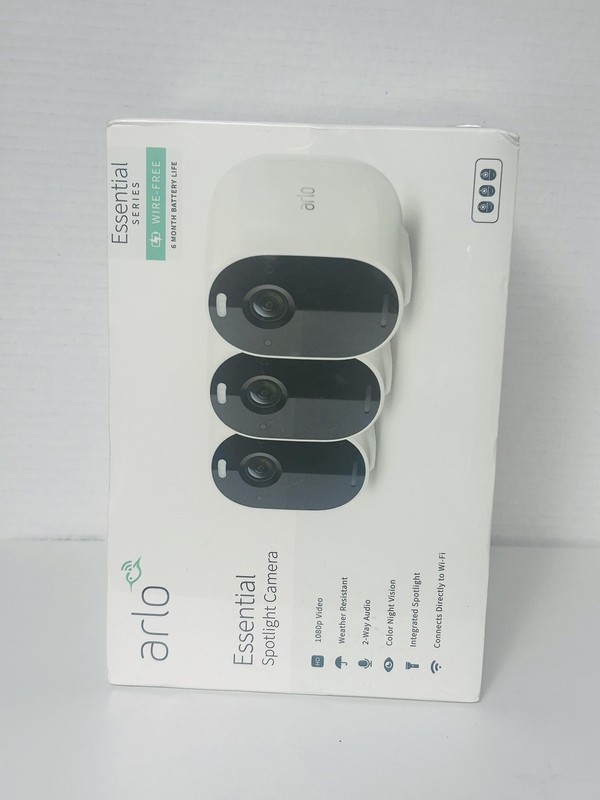 Arlo Essential VMC2330W-100NAS - 3 Wire-Free Spotlight HD Security Cameras - NEW