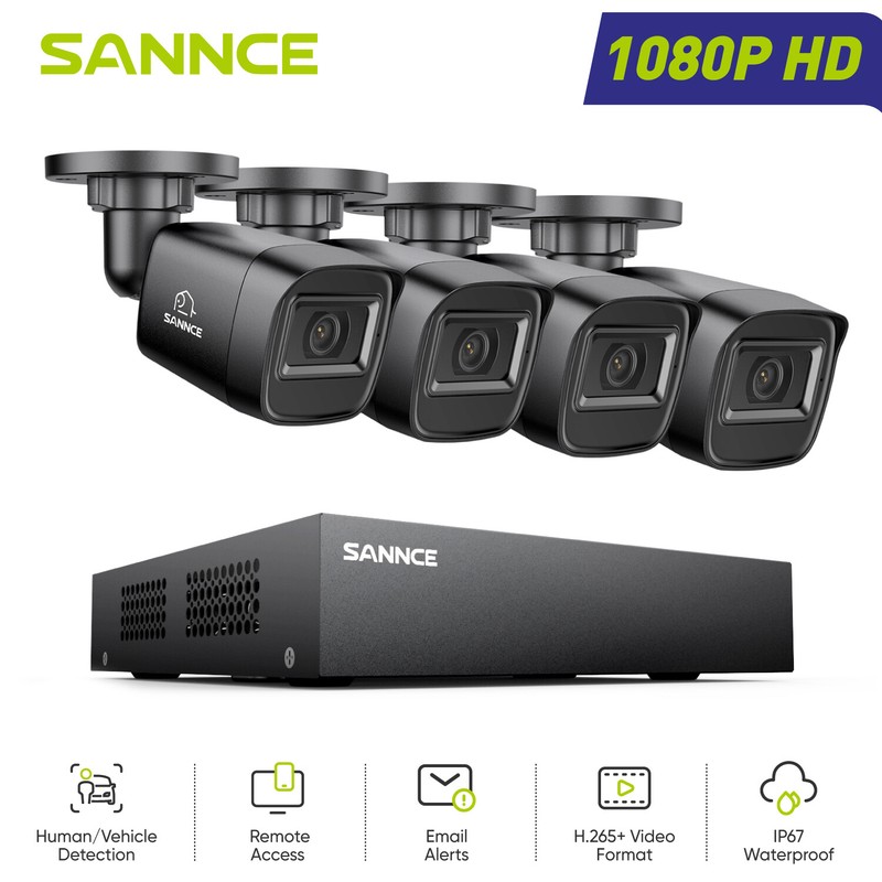 SANNCE 8CH DVR 1080P CCTV Security Camera System Outdoor Human Detection H.265+ gallery