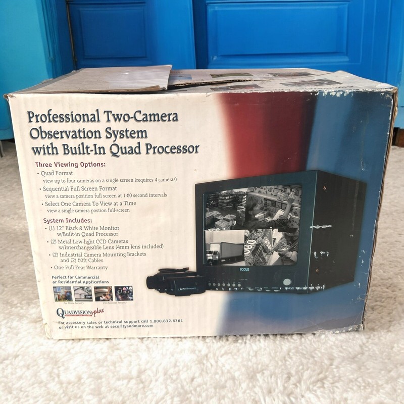 Vintage Quadvision Plus 12” Focus Quad Observation System Screen & Camera