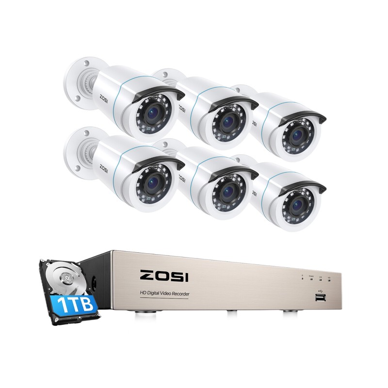 ZOSI 8CH 5MP Lite DVR 2MP HD Outdoor Security Camera System Home Detect 1TB CCTV