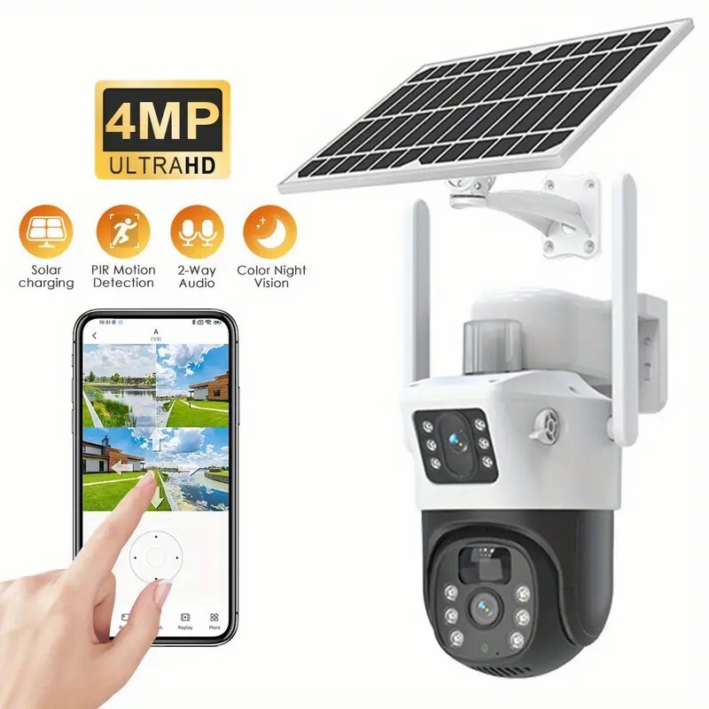 Solar Battery Powered Wireless WiFi Outdoor Pan/Tilt Zoom Home Security Camera gallery