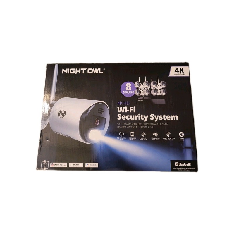 Night Owl CL-BT8WN-18L 4K HD Wi-Fi Security System with 8 Cameras, 1TB HD New