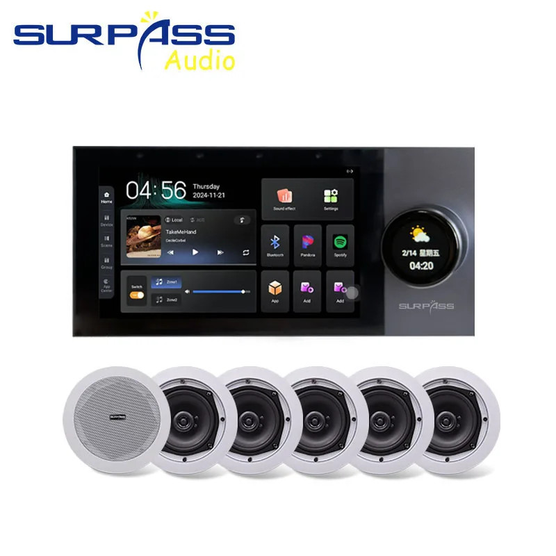 Home 4 Zone Audio Amplifier 7''Android11 Alexa Voice Tuya Smart Home Control Pan