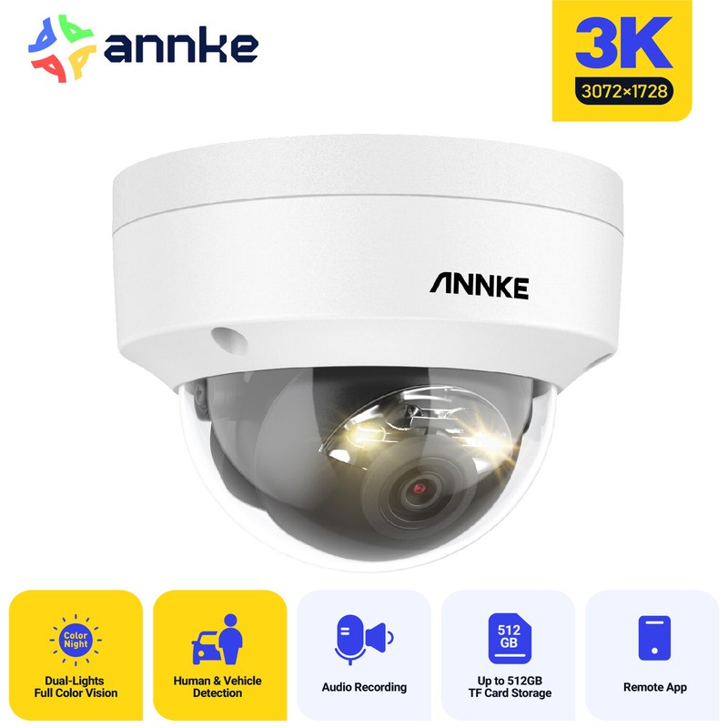 ANNKE 3K POE Dome Security IP Camera AI Color Night Vision Audio Recording IP67 gallery