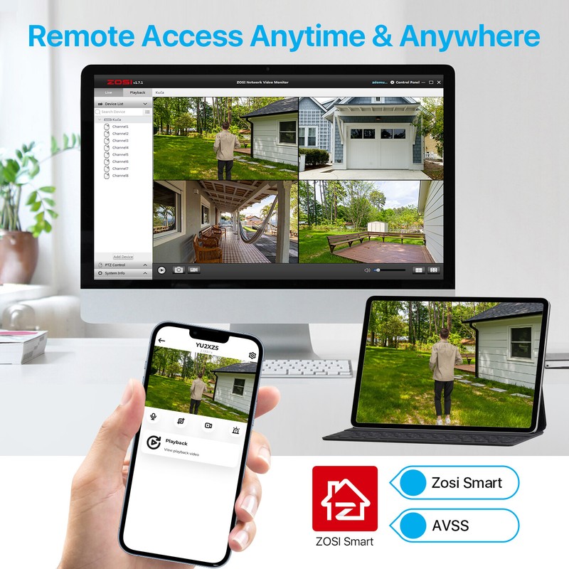 ZOSI 4K H.265+16CH NVR 5MP IP Home POE Security Camera System 4TB Outdoor Record gallery