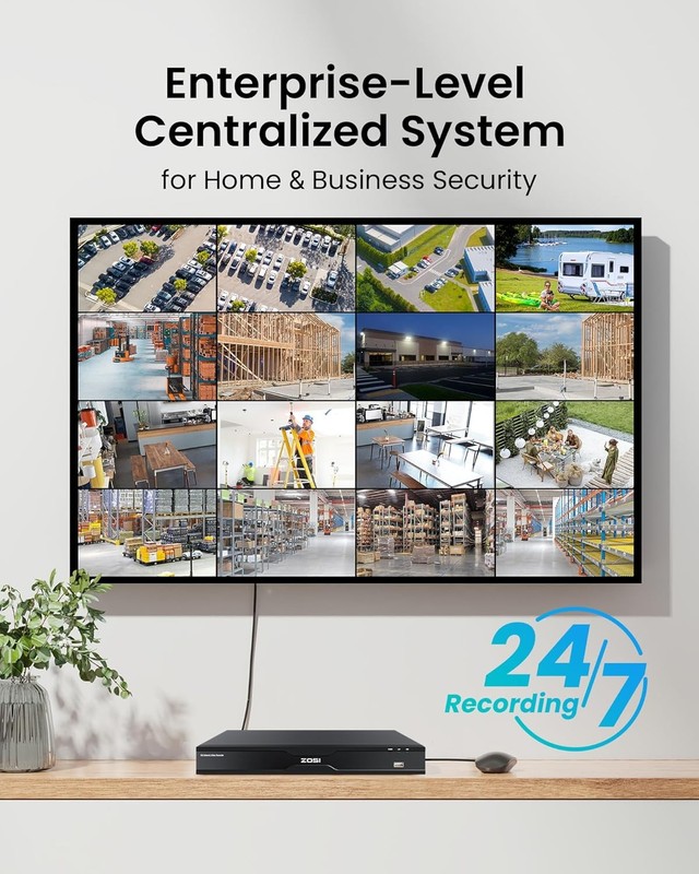 ZOSI 4K 32CH NVR 8MP PTZ PoE Security Camera System Night Vision AI Detect Audio gallery