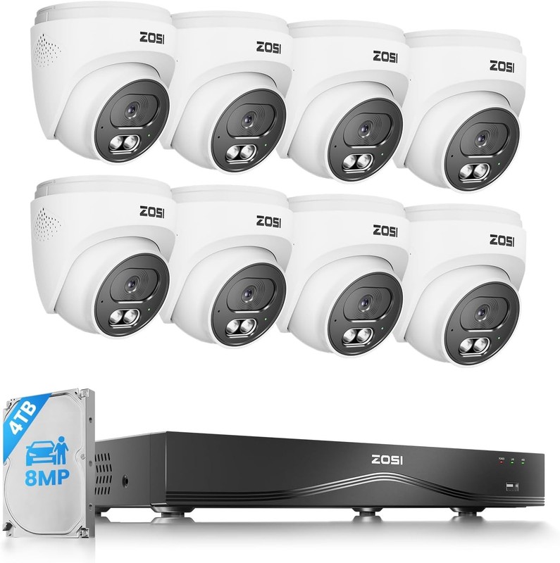 ZOSI 16CH C220 4K 8MP 8 x 8MP PoE IP Cameras POE Security Camera System 4TB HDD
