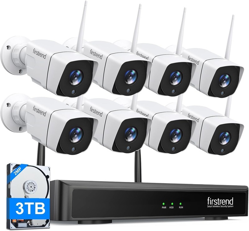 Firstrend Wireless Security Camera System 8CH NVR System with 8x Camera 3TB HDD