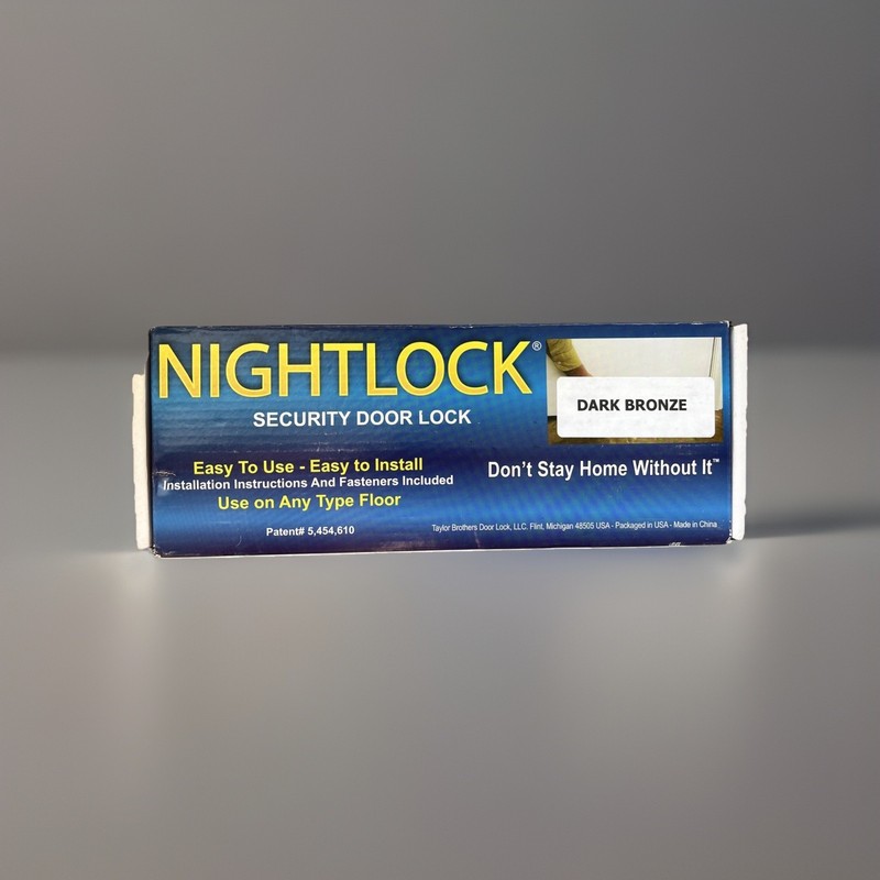 NIGHTLOCK Security Door Lock Dark Bronze Finish – Std or French Door Barricade