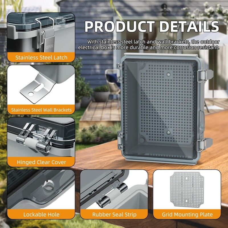 Joinfworld Outdoor WiFi Enclosure 8.7x6.7"x4.3" Clear, Clear gallery