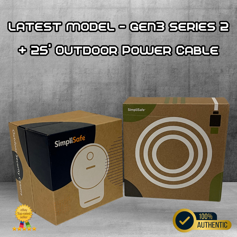 SimpliSafe Outdoor Wireless Security Camera Series 2 1080P HD + 25' Power Cable