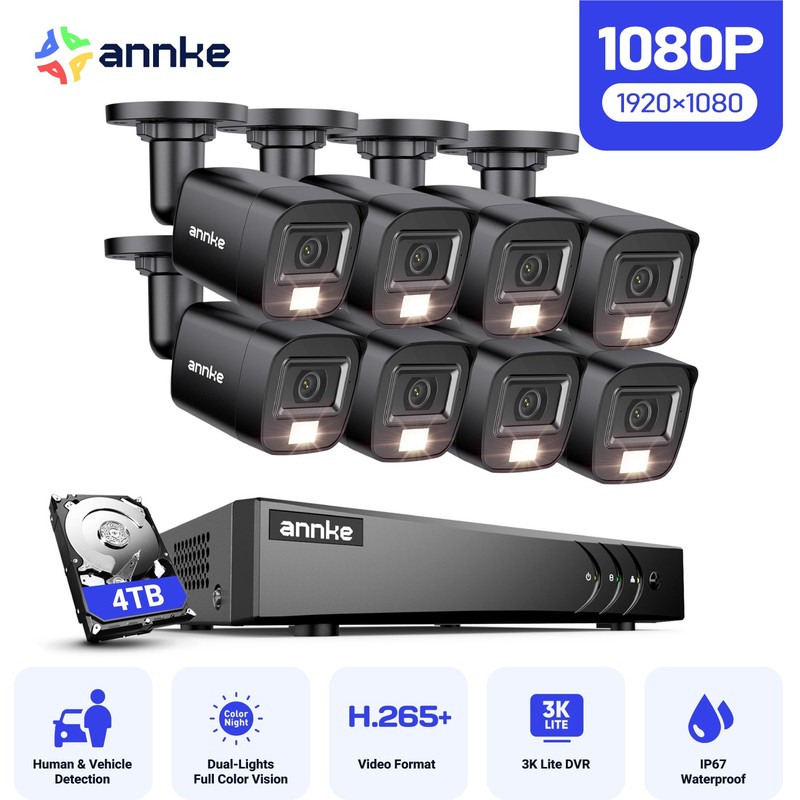 ANNKE 8CH 1080P H.265+ Security Camera System 5MP Lite CCTV DVR Outdoor AI Kits gallery