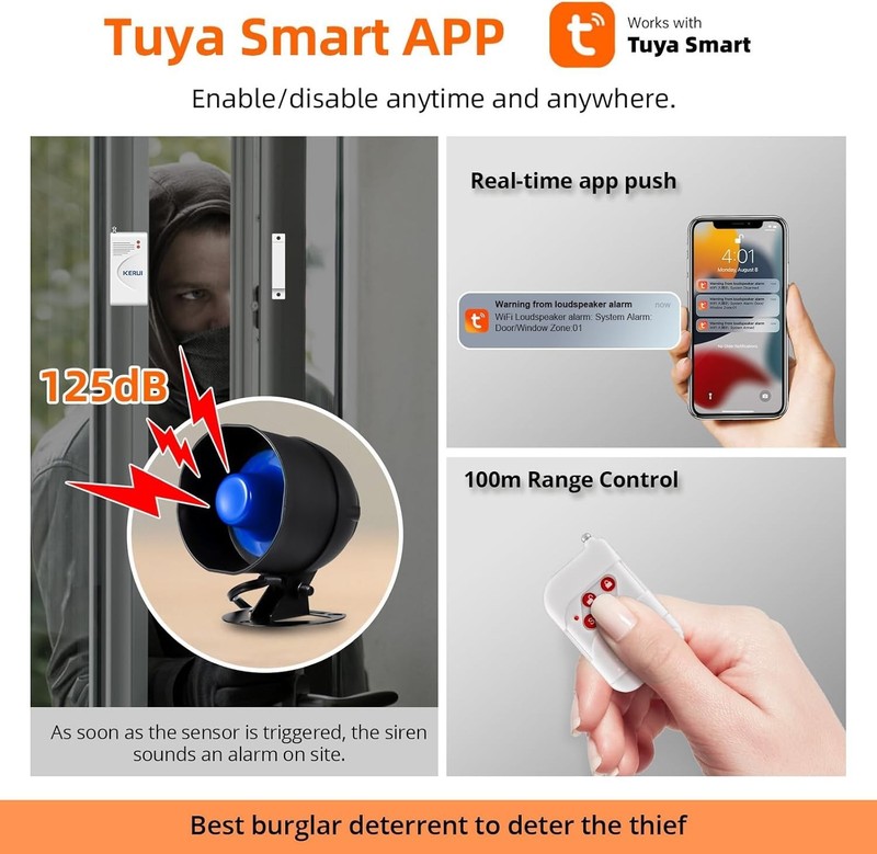 WiFi Wireless Home Security Alarm Kit PIR Door Sensor Remote Burglar System gallery