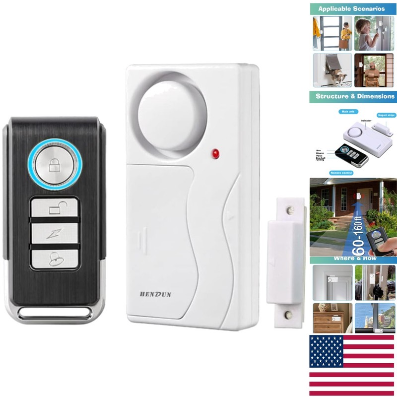 Wireless Remote Door Alarm with 105dB Alert – Ideal for Kids & Alzheimer’s Care