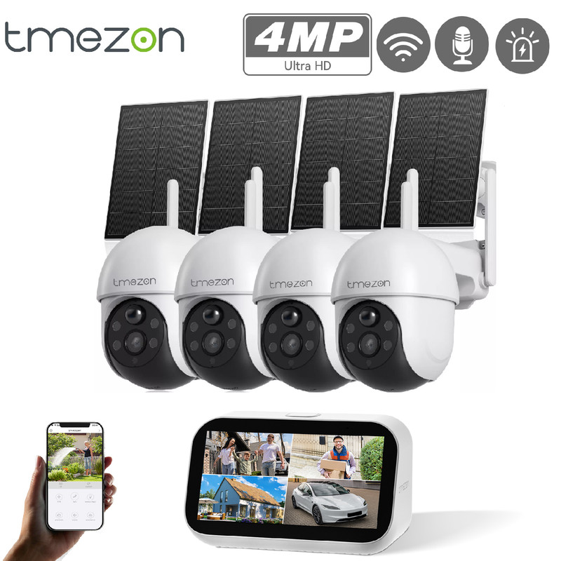 4MP Solar Battery Powered Camera PTZ Wireless Security System 2.4G&5G Monitor