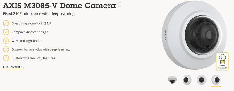 AXIS M3085-V DOME NETWORK CAMERA 02373-001 gallery