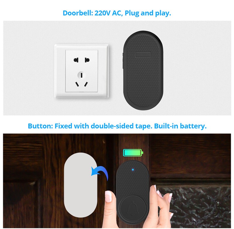 KERUI Wireless Doorbell Waterproof Door Bell Kit Home House Ring Bell US Stock gallery