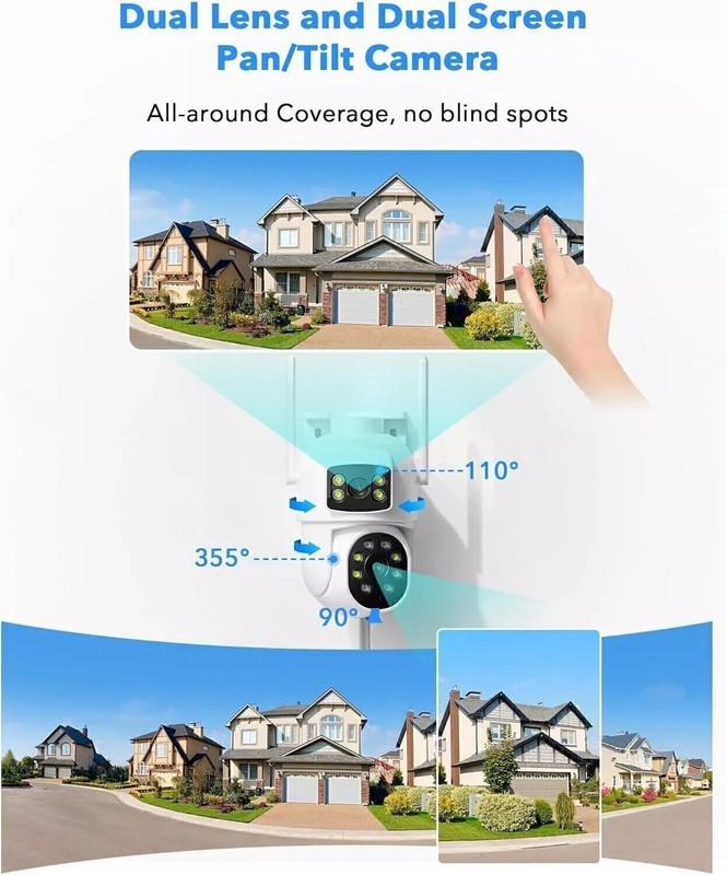 Wireless Security Camera System with 10.1" Monitor 4pcs Dual Lens Outdoor Camera gallery