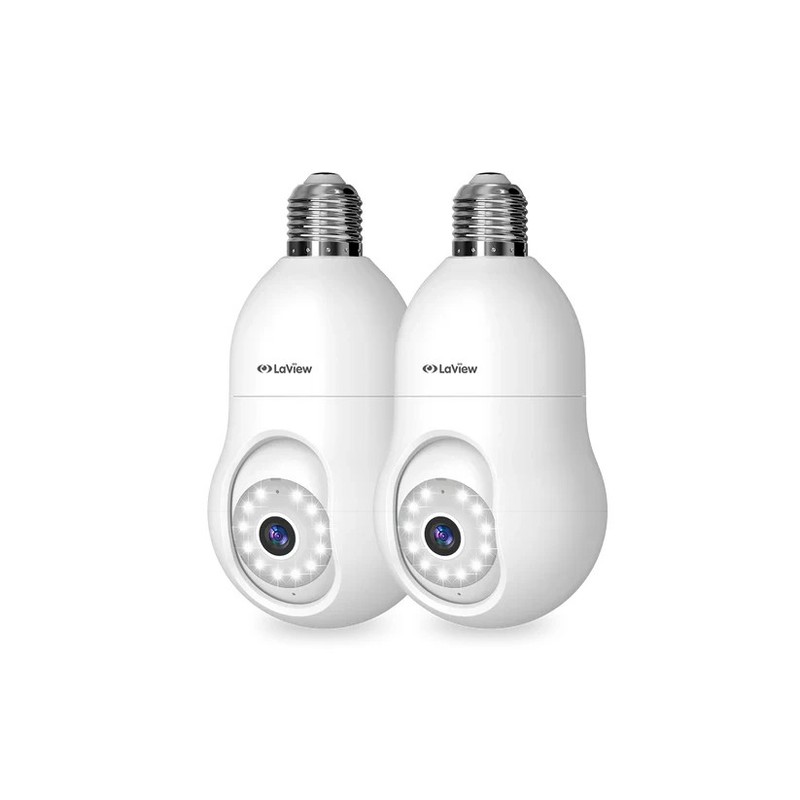 Open Box 2Pack 4MP Bulb Security Camera 355° 2K Security Cameras White 2.4GHz