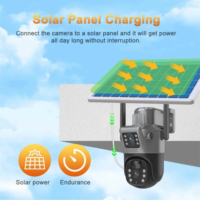 WiFi 4MP Wireless Solar Power PTZ IP Camera Security Waterproof 8X Digital Zoom gallery