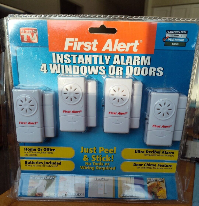 First Alert Instantly Alarm 4 Windows /Doors Peel and Stick As Seen on TV NEW#5